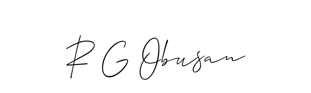 You should practise on your own different ways (Allison_Script) to write your name (R G Obusan) in signature. don't let someone else do it for you. R G Obusan signature style 2 images and pictures png