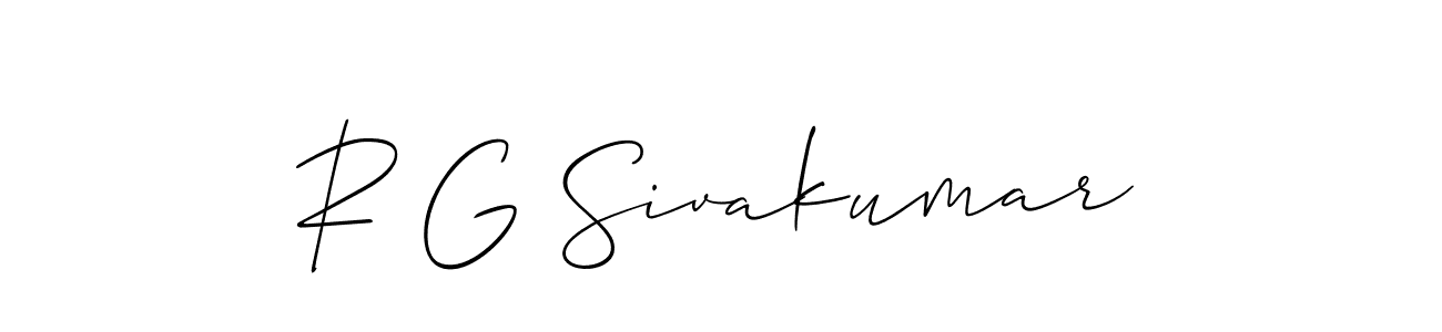 Use a signature maker to create a handwritten signature online. With this signature software, you can design (Allison_Script) your own signature for name R G Sivakumar. R G Sivakumar signature style 2 images and pictures png