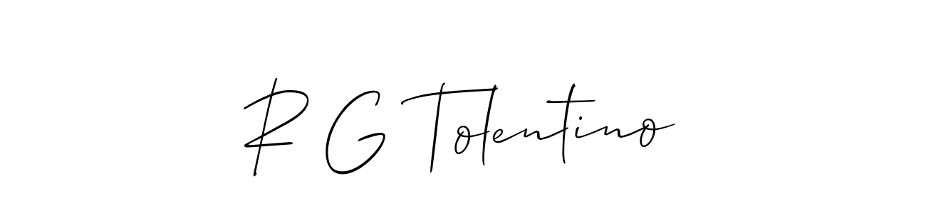 Make a beautiful signature design for name R G Tolentino. With this signature (Allison_Script) style, you can create a handwritten signature for free. R G Tolentino signature style 2 images and pictures png