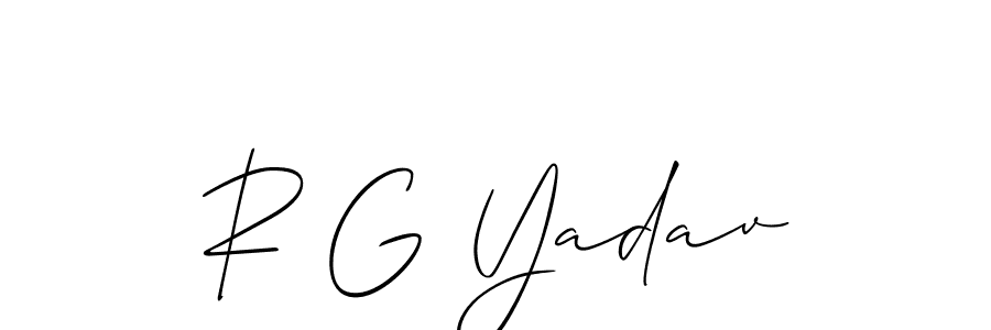 The best way (Allison_Script) to make a short signature is to pick only two or three words in your name. The name R G Yadav include a total of six letters. For converting this name. R G Yadav signature style 2 images and pictures png