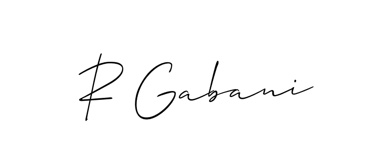 Allison_Script is a professional signature style that is perfect for those who want to add a touch of class to their signature. It is also a great choice for those who want to make their signature more unique. Get R Gabani name to fancy signature for free. R Gabani signature style 2 images and pictures png