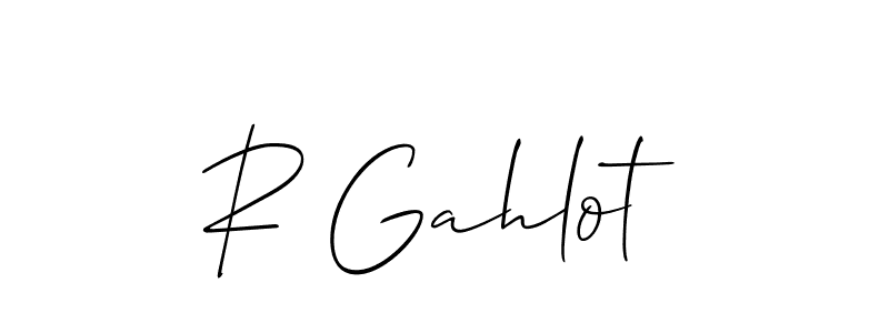 How to make R Gahlot name signature. Use Allison_Script style for creating short signs online. This is the latest handwritten sign. R Gahlot signature style 2 images and pictures png