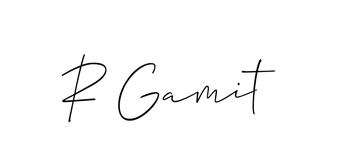 The best way (Allison_Script) to make a short signature is to pick only two or three words in your name. The name R Gamit include a total of six letters. For converting this name. R Gamit signature style 2 images and pictures png