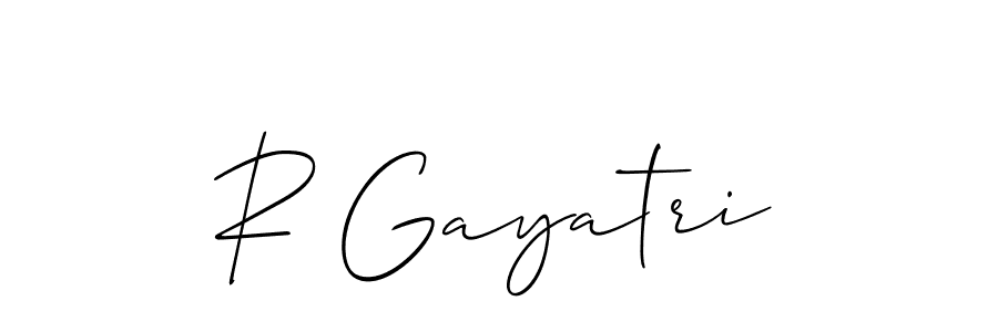 Use a signature maker to create a handwritten signature online. With this signature software, you can design (Allison_Script) your own signature for name R Gayatri. R Gayatri signature style 2 images and pictures png