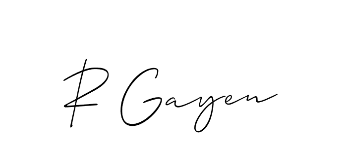 How to make R Gayen signature? Allison_Script is a professional autograph style. Create handwritten signature for R Gayen name. R Gayen signature style 2 images and pictures png