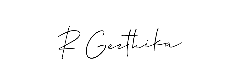 Also we have R Geethika name is the best signature style. Create professional handwritten signature collection using Allison_Script autograph style. R Geethika signature style 2 images and pictures png