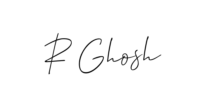 The best way (Allison_Script) to make a short signature is to pick only two or three words in your name. The name R Ghosh include a total of six letters. For converting this name. R Ghosh signature style 2 images and pictures png