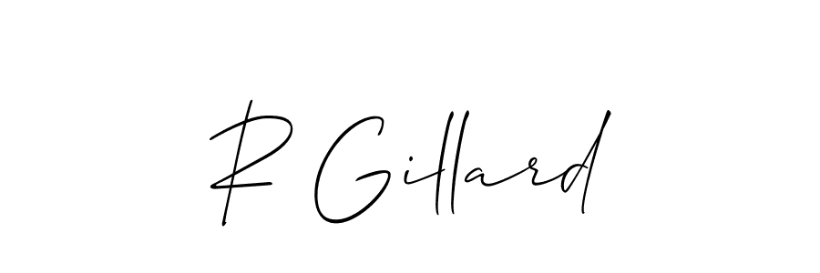 Design your own signature with our free online signature maker. With this signature software, you can create a handwritten (Allison_Script) signature for name R Gillard. R Gillard signature style 2 images and pictures png
