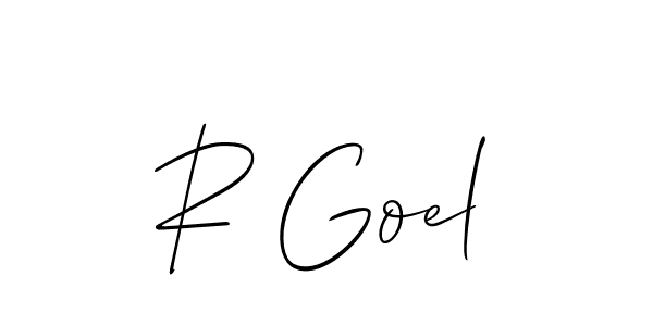 Use a signature maker to create a handwritten signature online. With this signature software, you can design (Allison_Script) your own signature for name R Goel. R Goel signature style 2 images and pictures png