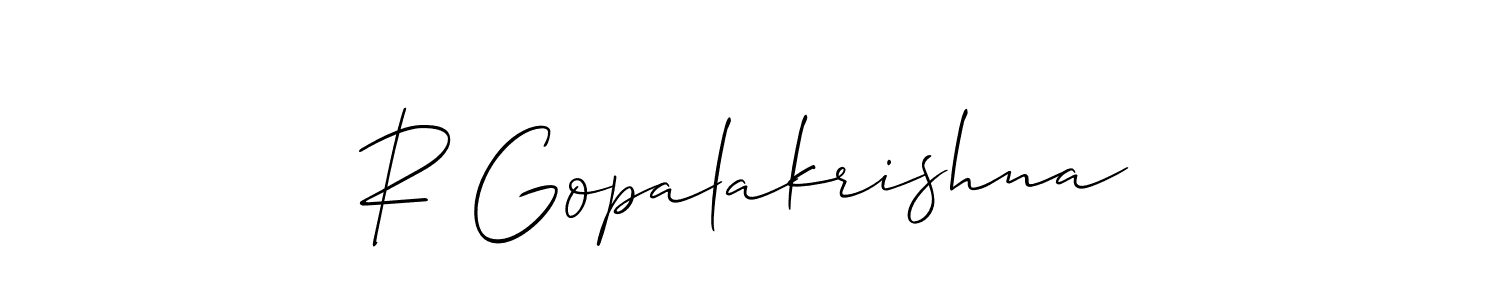 You should practise on your own different ways (Allison_Script) to write your name (R Gopalakrishna) in signature. don't let someone else do it for you. R Gopalakrishna signature style 2 images and pictures png