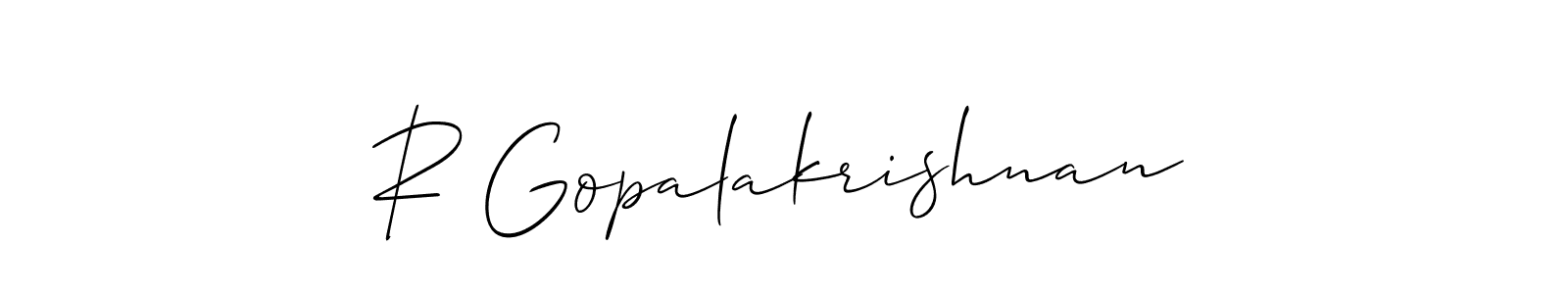 Make a beautiful signature design for name R Gopalakrishnan. With this signature (Allison_Script) style, you can create a handwritten signature for free. R Gopalakrishnan signature style 2 images and pictures png