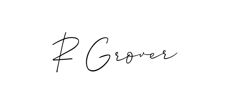 The best way (Allison_Script) to make a short signature is to pick only two or three words in your name. The name R Grover include a total of six letters. For converting this name. R Grover signature style 2 images and pictures png
