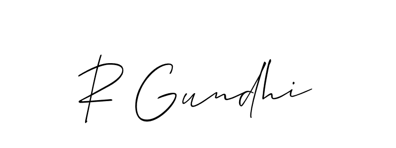 Allison_Script is a professional signature style that is perfect for those who want to add a touch of class to their signature. It is also a great choice for those who want to make their signature more unique. Get R Gundhi name to fancy signature for free. R Gundhi signature style 2 images and pictures png