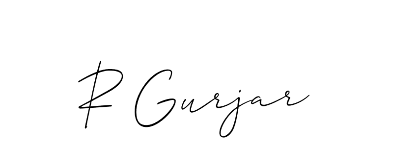 if you are searching for the best signature style for your name R Gurjar. so please give up your signature search. here we have designed multiple signature styles  using Allison_Script. R Gurjar signature style 2 images and pictures png