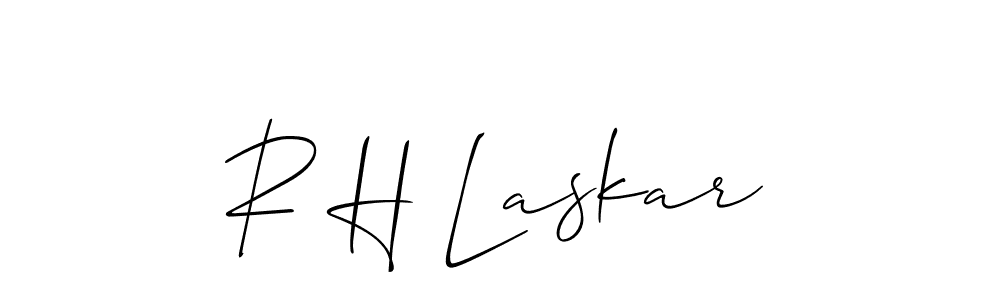 The best way (Allison_Script) to make a short signature is to pick only two or three words in your name. The name R H Laskar include a total of six letters. For converting this name. R H Laskar signature style 2 images and pictures png