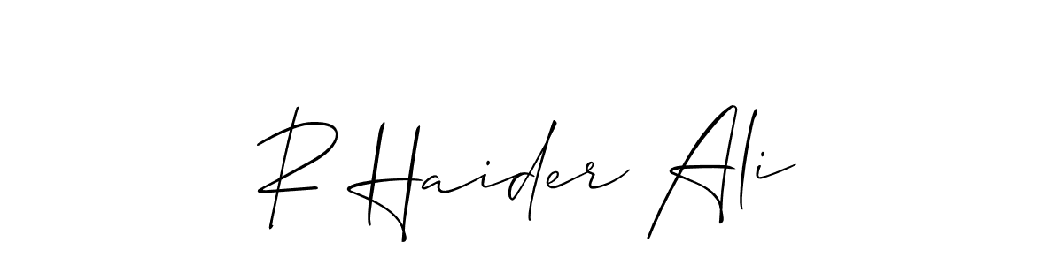 Design your own signature with our free online signature maker. With this signature software, you can create a handwritten (Allison_Script) signature for name R Haider Ali. R Haider Ali signature style 2 images and pictures png