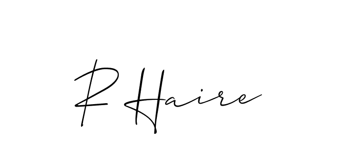 You should practise on your own different ways (Allison_Script) to write your name (R Haire) in signature. don't let someone else do it for you. R Haire signature style 2 images and pictures png