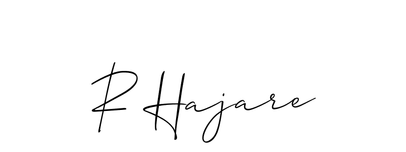 The best way (Allison_Script) to make a short signature is to pick only two or three words in your name. The name R Hajare include a total of six letters. For converting this name. R Hajare signature style 2 images and pictures png