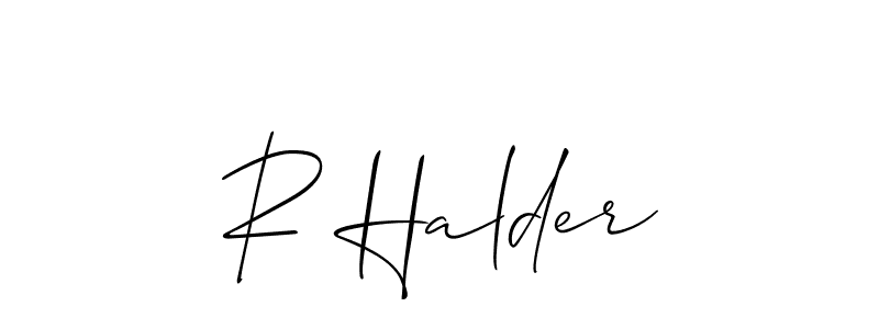 You should practise on your own different ways (Allison_Script) to write your name (R Halder) in signature. don't let someone else do it for you. R Halder signature style 2 images and pictures png