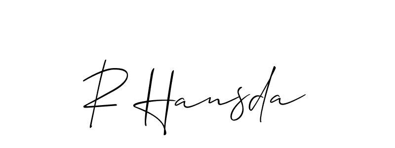 Use a signature maker to create a handwritten signature online. With this signature software, you can design (Allison_Script) your own signature for name R Hansda. R Hansda signature style 2 images and pictures png