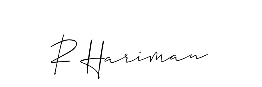 if you are searching for the best signature style for your name R Hariman. so please give up your signature search. here we have designed multiple signature styles  using Allison_Script. R Hariman signature style 2 images and pictures png