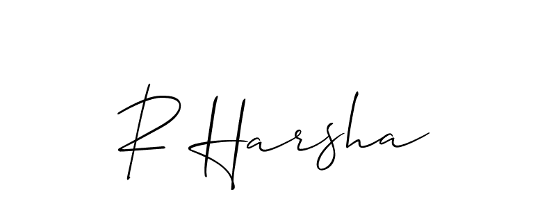 Also You can easily find your signature by using the search form. We will create R Harsha name handwritten signature images for you free of cost using Allison_Script sign style. R Harsha signature style 2 images and pictures png