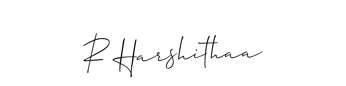 Make a beautiful signature design for name R Harshithaa. With this signature (Allison_Script) style, you can create a handwritten signature for free. R Harshithaa signature style 2 images and pictures png