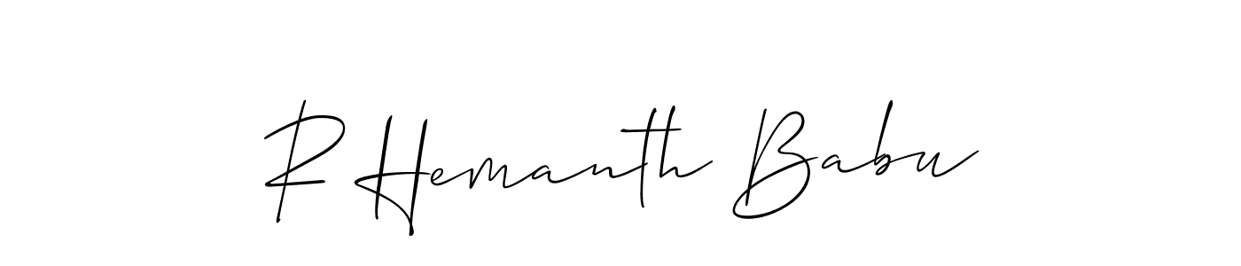 This is the best signature style for the R Hemanth Babu name. Also you like these signature font (Allison_Script). Mix name signature. R Hemanth Babu signature style 2 images and pictures png