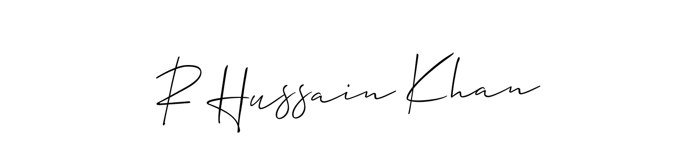 Make a beautiful signature design for name R Hussain Khan. With this signature (Allison_Script) style, you can create a handwritten signature for free. R Hussain Khan signature style 2 images and pictures png