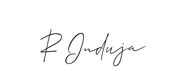 if you are searching for the best signature style for your name R Induja. so please give up your signature search. here we have designed multiple signature styles  using Allison_Script. R Induja signature style 2 images and pictures png