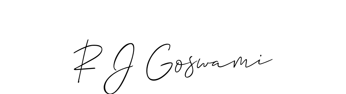 Also You can easily find your signature by using the search form. We will create R J Goswami name handwritten signature images for you free of cost using Allison_Script sign style. R J Goswami signature style 2 images and pictures png