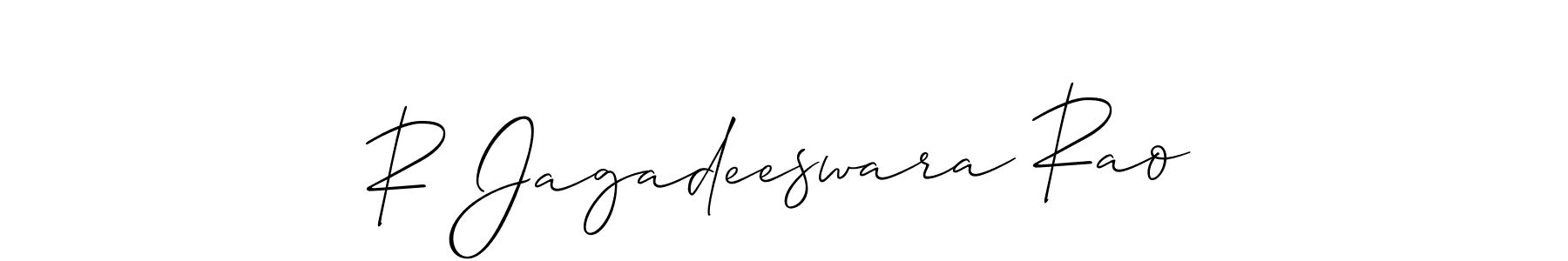 Allison_Script is a professional signature style that is perfect for those who want to add a touch of class to their signature. It is also a great choice for those who want to make their signature more unique. Get R Jagadeeswara Rao name to fancy signature for free. R Jagadeeswara Rao signature style 2 images and pictures png