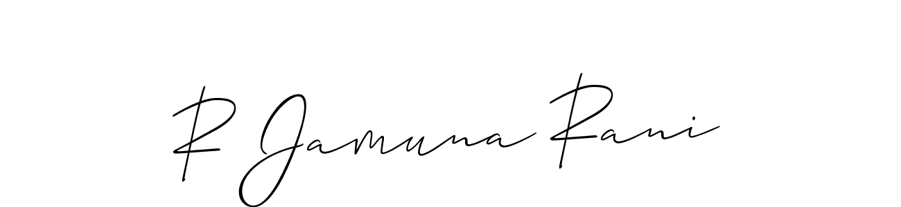 Also You can easily find your signature by using the search form. We will create R Jamuna Rani name handwritten signature images for you free of cost using Allison_Script sign style. R Jamuna Rani signature style 2 images and pictures png