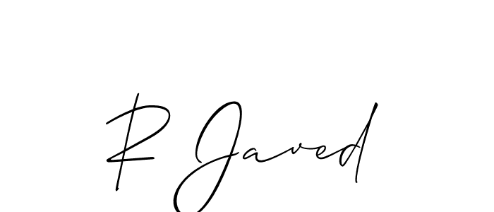 Make a beautiful signature design for name R Javed. With this signature (Allison_Script) style, you can create a handwritten signature for free. R Javed signature style 2 images and pictures png