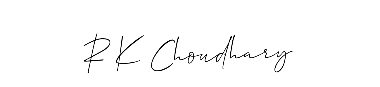 Design your own signature with our free online signature maker. With this signature software, you can create a handwritten (Allison_Script) signature for name R K Choudhary. R K Choudhary signature style 2 images and pictures png