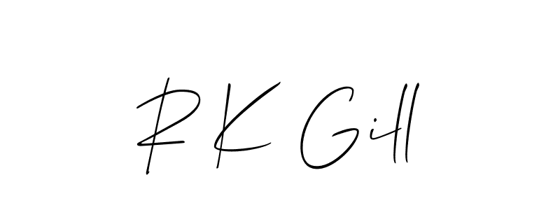 Also You can easily find your signature by using the search form. We will create R K Gill name handwritten signature images for you free of cost using Allison_Script sign style. R K Gill signature style 2 images and pictures png