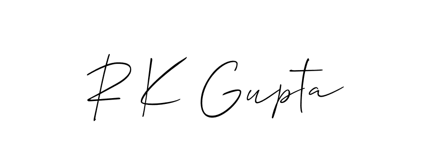 The best way (Allison_Script) to make a short signature is to pick only two or three words in your name. The name R K Gupta include a total of six letters. For converting this name. R K Gupta signature style 2 images and pictures png