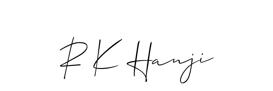 Design your own signature with our free online signature maker. With this signature software, you can create a handwritten (Allison_Script) signature for name R K Hanji. R K Hanji signature style 2 images and pictures png