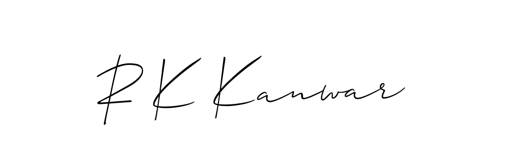 How to make R K Kanwar name signature. Use Allison_Script style for creating short signs online. This is the latest handwritten sign. R K Kanwar signature style 2 images and pictures png