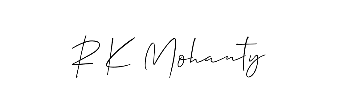 Use a signature maker to create a handwritten signature online. With this signature software, you can design (Allison_Script) your own signature for name R K Mohanty. R K Mohanty signature style 2 images and pictures png