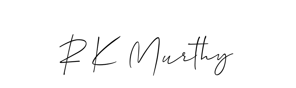 The best way (Allison_Script) to make a short signature is to pick only two or three words in your name. The name R K Murthy include a total of six letters. For converting this name. R K Murthy signature style 2 images and pictures png