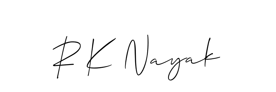 if you are searching for the best signature style for your name R K Nayak. so please give up your signature search. here we have designed multiple signature styles  using Allison_Script. R K Nayak signature style 2 images and pictures png