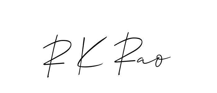 Use a signature maker to create a handwritten signature online. With this signature software, you can design (Allison_Script) your own signature for name R K Rao. R K Rao signature style 2 images and pictures png