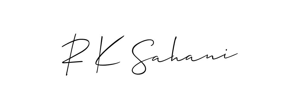 Make a beautiful signature design for name R K Sahani. With this signature (Allison_Script) style, you can create a handwritten signature for free. R K Sahani signature style 2 images and pictures png