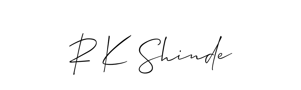 How to Draw R K Shinde signature style? Allison_Script is a latest design signature styles for name R K Shinde. R K Shinde signature style 2 images and pictures png