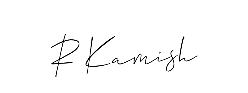 if you are searching for the best signature style for your name R Kamish. so please give up your signature search. here we have designed multiple signature styles  using Allison_Script. R Kamish signature style 2 images and pictures png
