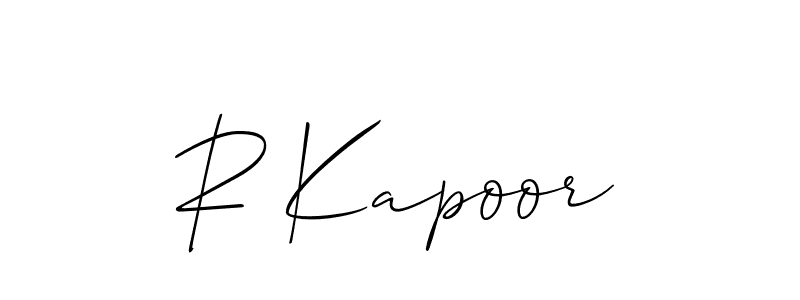 Allison_Script is a professional signature style that is perfect for those who want to add a touch of class to their signature. It is also a great choice for those who want to make their signature more unique. Get R Kapoor name to fancy signature for free. R Kapoor signature style 2 images and pictures png