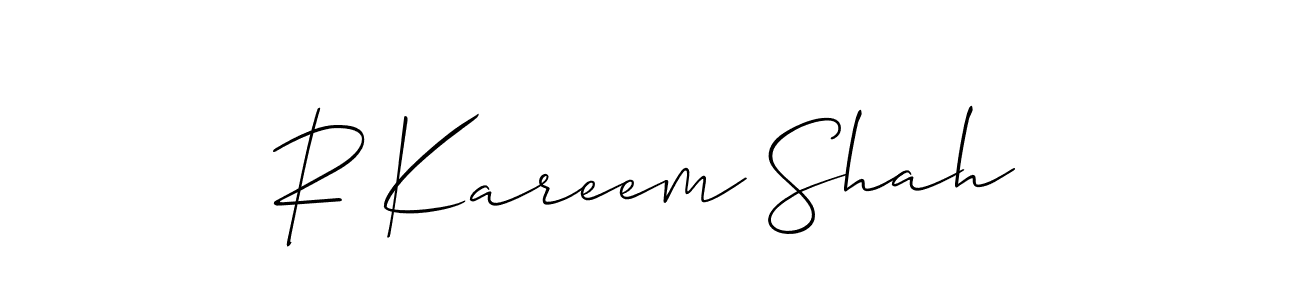 Make a beautiful signature design for name R Kareem Shah. With this signature (Allison_Script) style, you can create a handwritten signature for free. R Kareem Shah signature style 2 images and pictures png