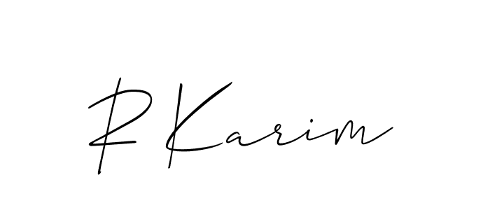 You should practise on your own different ways (Allison_Script) to write your name (R Karim) in signature. don't let someone else do it for you. R Karim signature style 2 images and pictures png