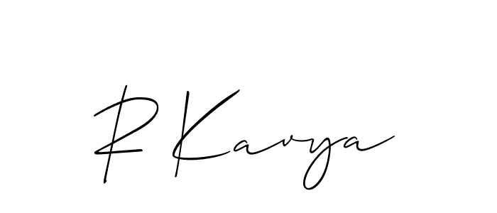 The best way (Allison_Script) to make a short signature is to pick only two or three words in your name. The name R Kavya include a total of six letters. For converting this name. R Kavya signature style 2 images and pictures png